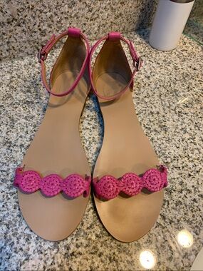 Jack Rogers Pink Floral Medallion Ankle-Strap Sandals